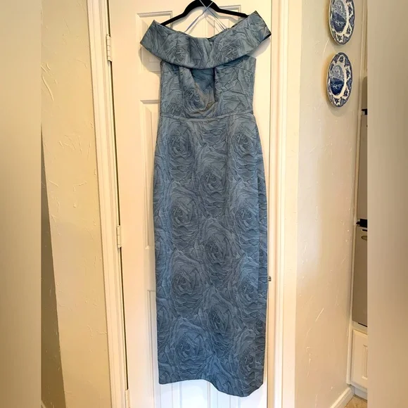 Rickie Freeman for Teri Jon | Dresses | Teri Jon Off The Shoulder In  Silvery Blue Color Size 4 Wore Time Like New | Poshmark